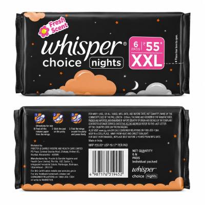 WHISPER CHOICE NIGHT SANITARY PADS - 370mm
